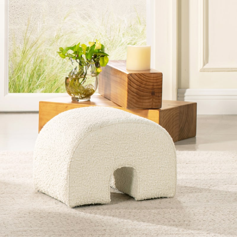 Bridge 16" Boucle Faux Sherpa Upholstered Arched Footstool Ottoman