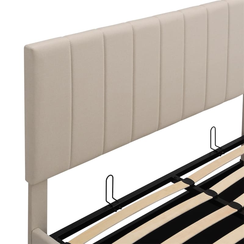Merax Upholstered Platform Bed with a Hydraulic Storage System