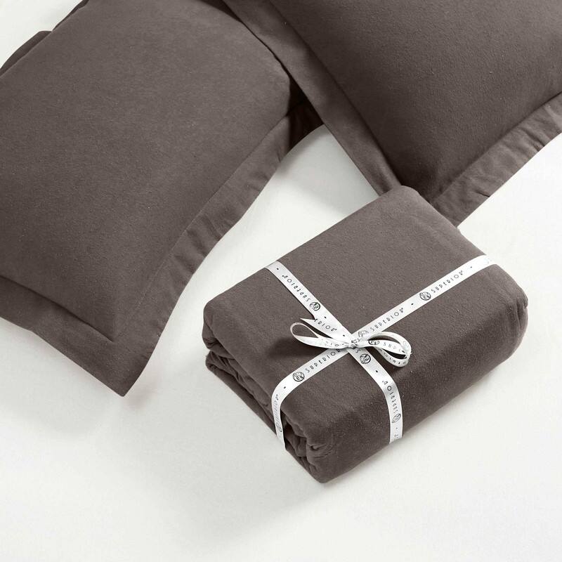 Superior Classic Solid Flannel Cotton Duvet Cover Set