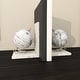 preview thumbnail 14 of 18, Arcilla Elemental - White Marble Globe Decorative Bookends with Silver Metal Accents (Set of 2)