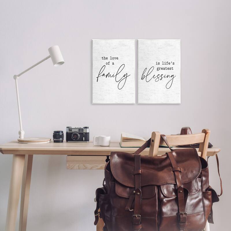 Stupell Love of Family is Life's Greatest Blessing Minimal Quote 2pc Multi Piece Wood Wall Art Set,10 x 15
