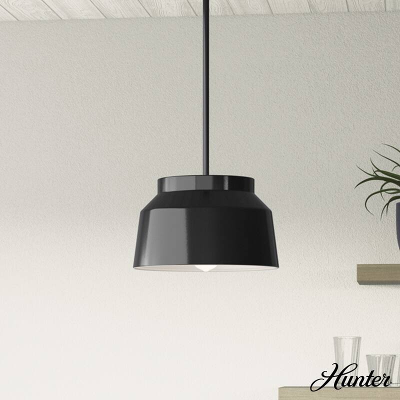 Hunter Cranbrook 1 Light Pendant - Kitchen Island, Bedroom - Mid-Century Modern, Transitional - Matte Black