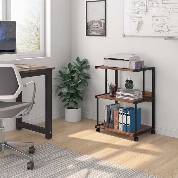 Printer Stand with Storage Rolling Printer Table Machine Cart on
