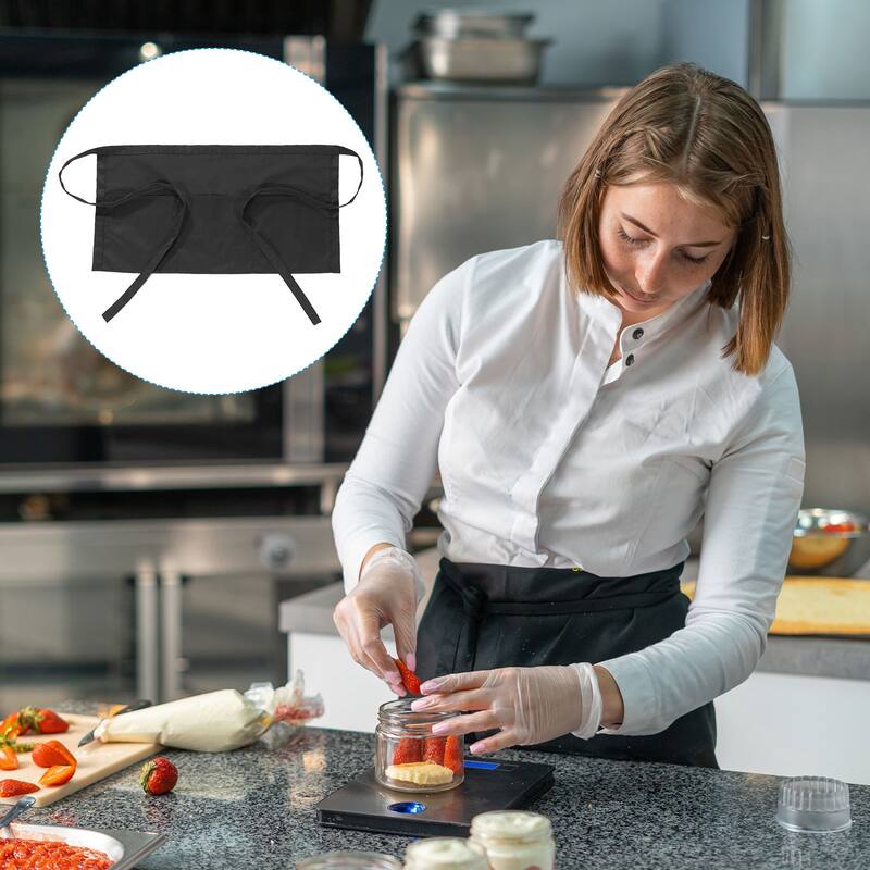 Waist Apron, 2 Pack Waitress Short Apron with 3 Pockets - 30 x 60cm