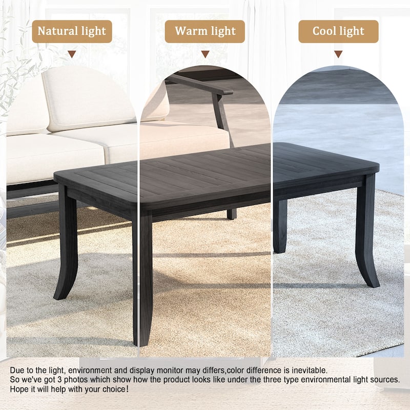 40" W Rectangular Solid Teak Outdoor Coffee Table with Curved Leg