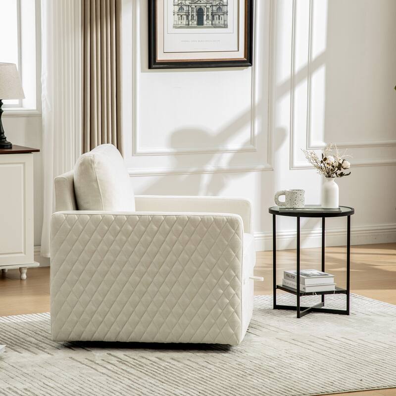 Swivel Accent Chair, Comfy Reading Chairs, Accent Single Armchair Upholstered Sofa Tufted Accent Square Club Chair