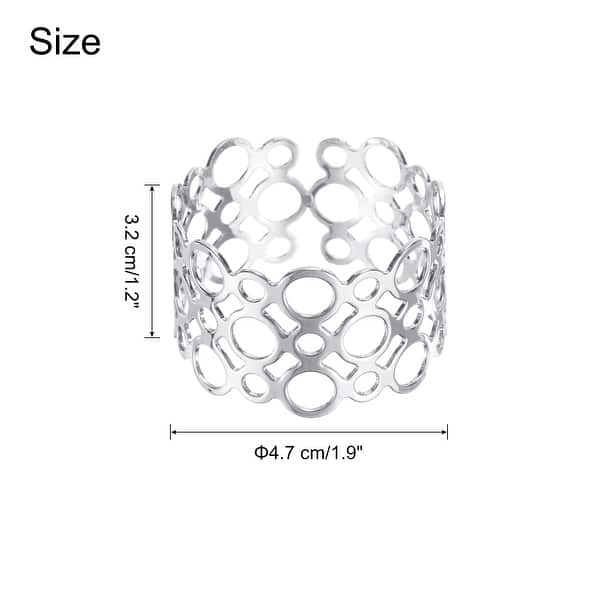 dimension image slide 4 of 5, Napkin Rings Round Metal Hollow Napkin Holder for Dinner Table