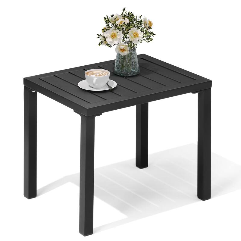 VredHom Outdoor Aluminum Patio Side Table - 18.1 in L * 13.8 in W * 15.7 in H