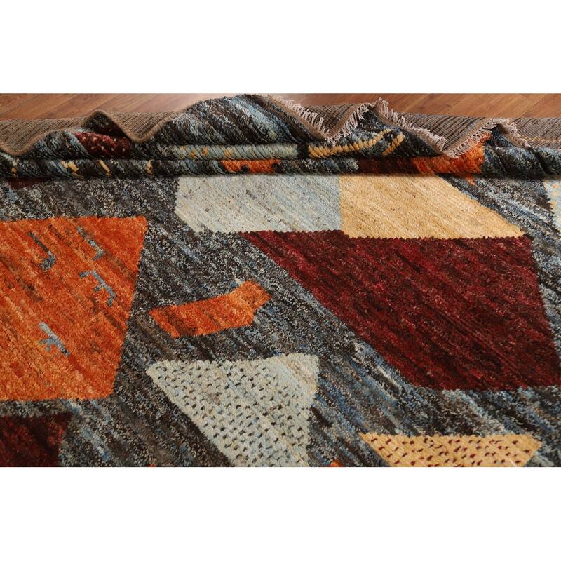 Hand Knotted Oriental 100% Wool Carpet Modern Tribal Greys & Charcoal Moroccan Area Rug - 10' 0'' X 6' 11''