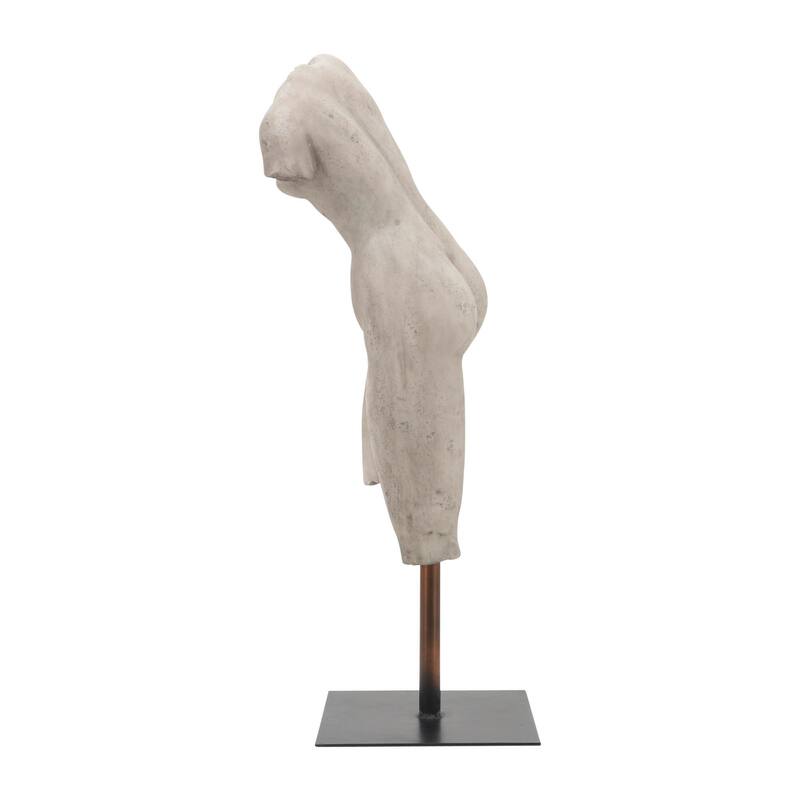 26" Torso Sculpture Contemporary Abstract Decorative Home Art Display on Stand Gray Polyresin Decor Statue for Home