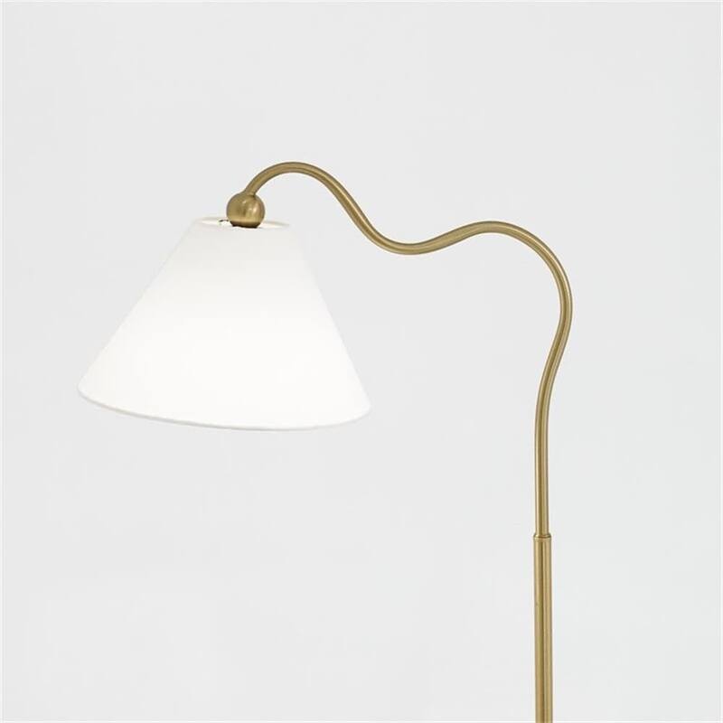 Ornate Brass Ring Base Curved Table Lamp