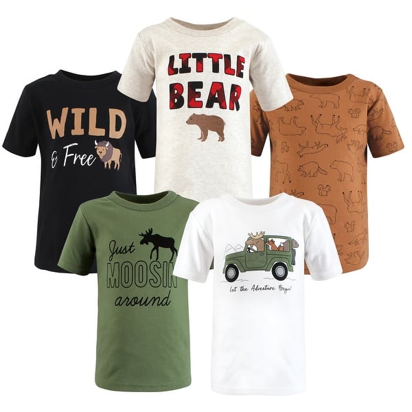 slide 1 of 1, Hudson Baby Toddler Boy Short Sleeve T-Shirts, Animal Adventure 2T - Animal Adventure