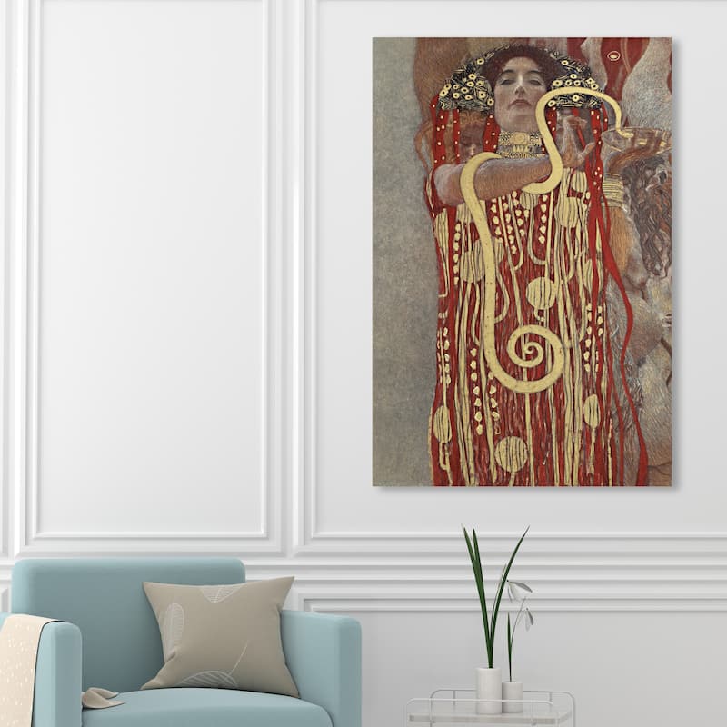 Wynwood Studio Canvas Classic and Figurative Gustav Klimt - Hygieia Gold and Metallic Gold Glam Wall Art Canvas Print - 54 x 36