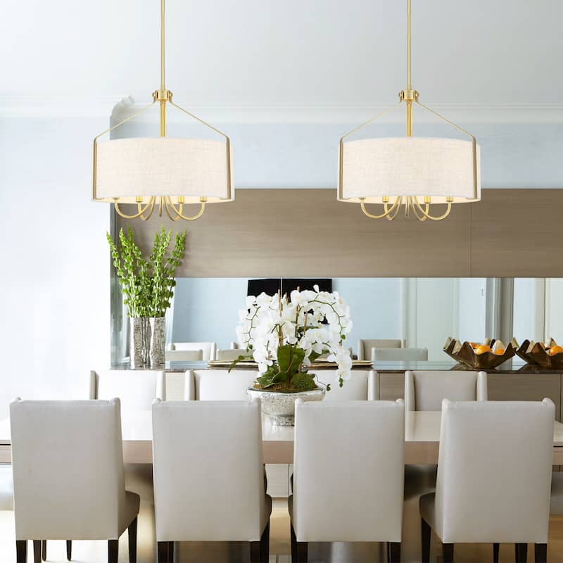 18.35inch 5-Light Modern Adjustable Height Chandelier Metal Frame with Shade for Multiple Spaces