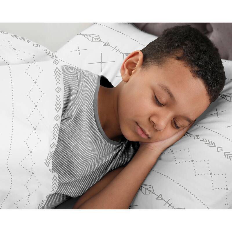 Sweet Jojo Designs Beige Grey Boho Mountain Animal Woodland Forest Friends Collection Unisex Boy or Girl 2-pc Twin Comforter Set
