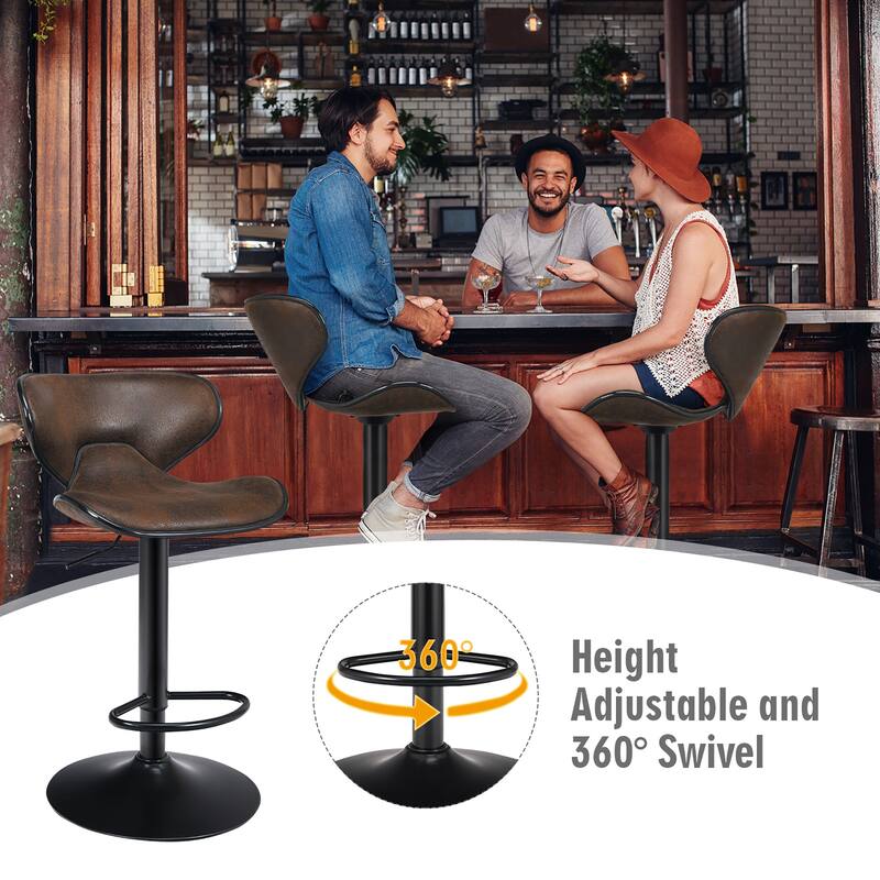 Costway Set of 4 Adjustable Bar Stools Swivel Bar Chairs Pub Kitchen