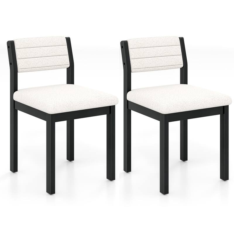 Gymax Dining Chair Set of 2 Sherpa Upholstered Kitchen Chairs w/ Wood - White - Set of 2