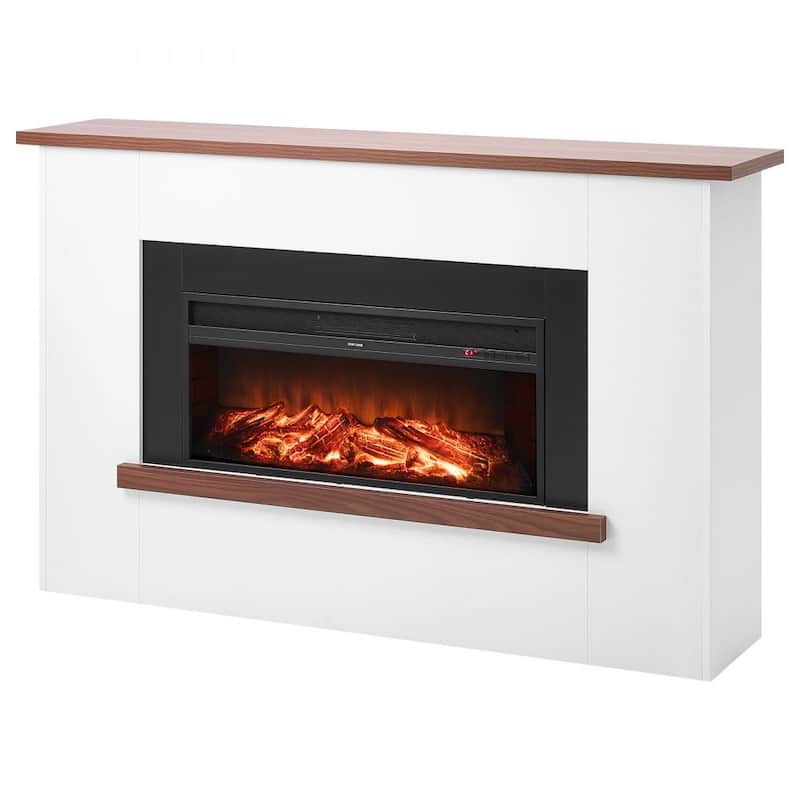 1500W Electric Fireplace Heater with Adjustable Flame Brightness and Infrared Heat Remote Control