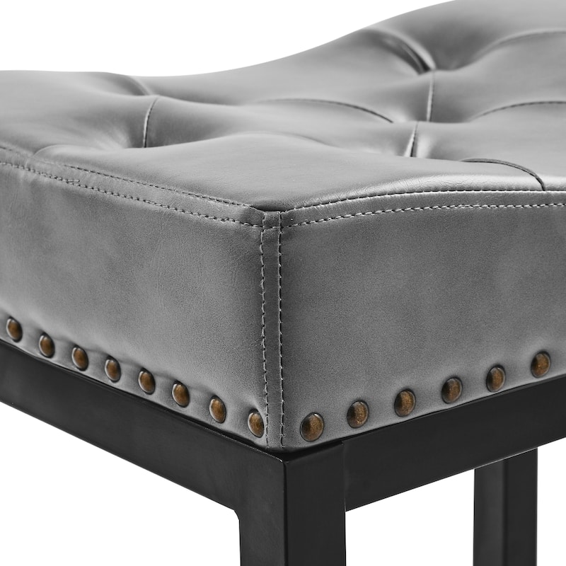 Backless Cushioned Faux Leather Bar Stools Counter Height Stools with Metal Frame - 24" H