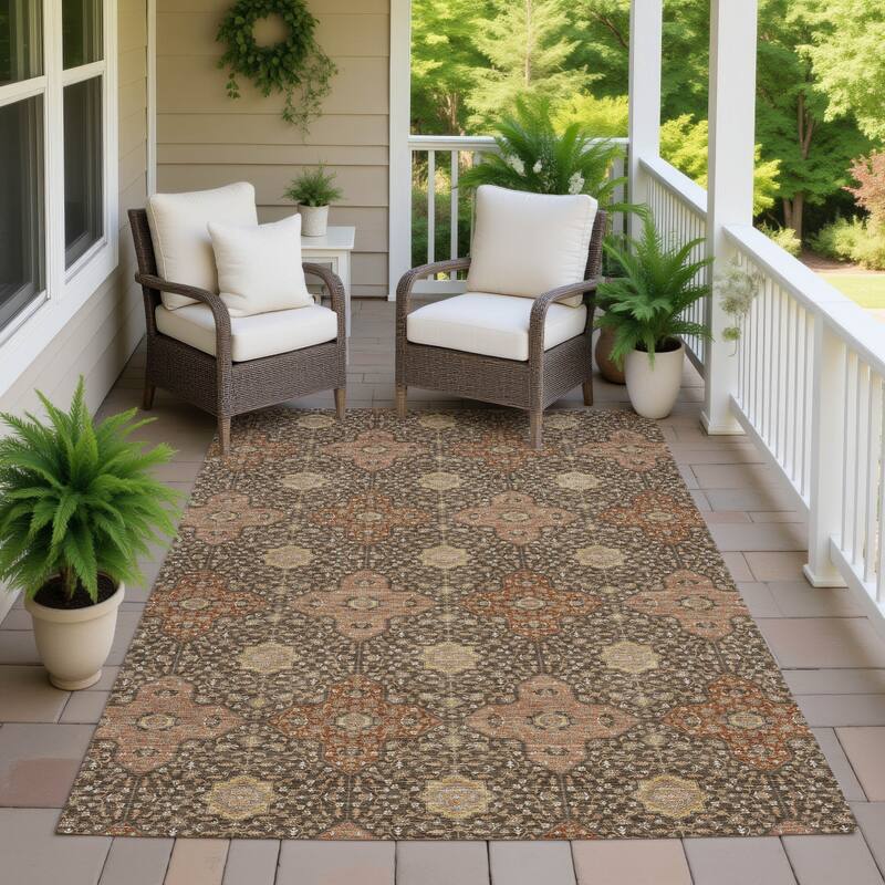 Machine Washable Indoor/ Outdoor Traditional Columbus Chantille Rug