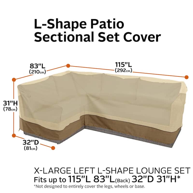 Classic Accessories Veranda Water-Resistant 115 Inch Patio Left-Facing Sectional Lounge Set Cover
