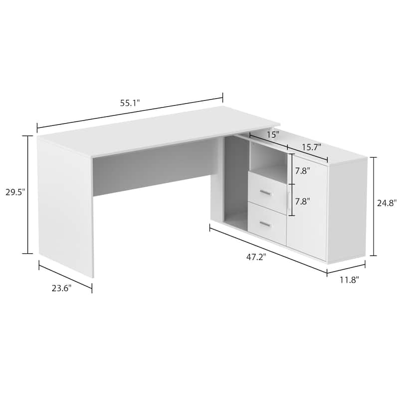 Timechee Home Office Computer Desk Corner Desk 55-inch Writing Table