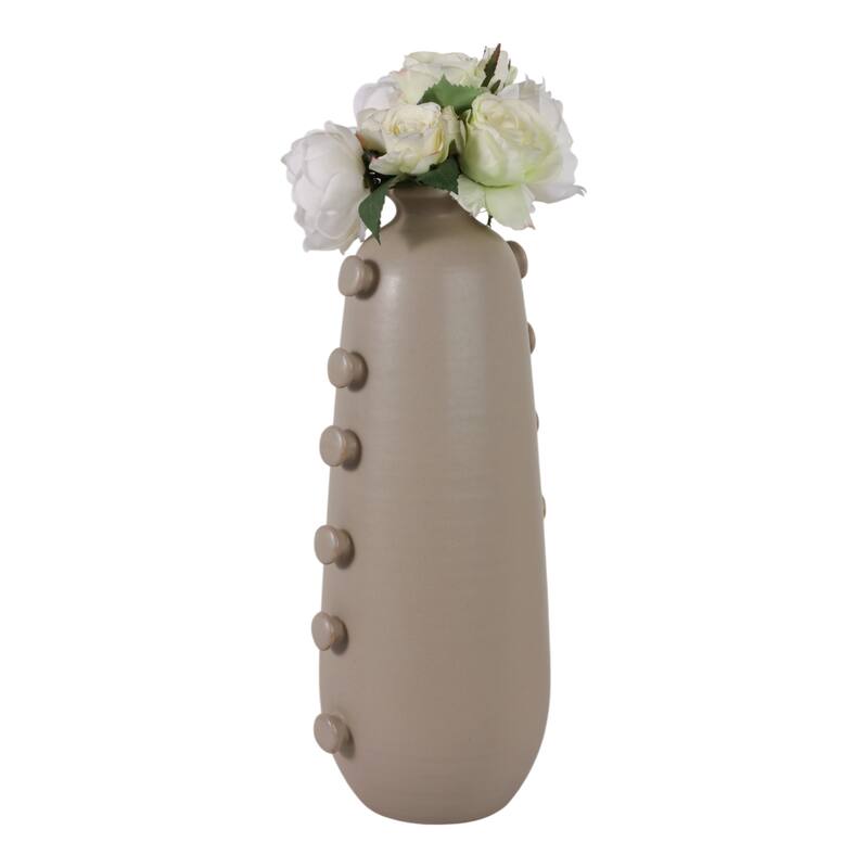 Stoneware Vase Unique Artistic Side Detailing Contemporary Home Decor