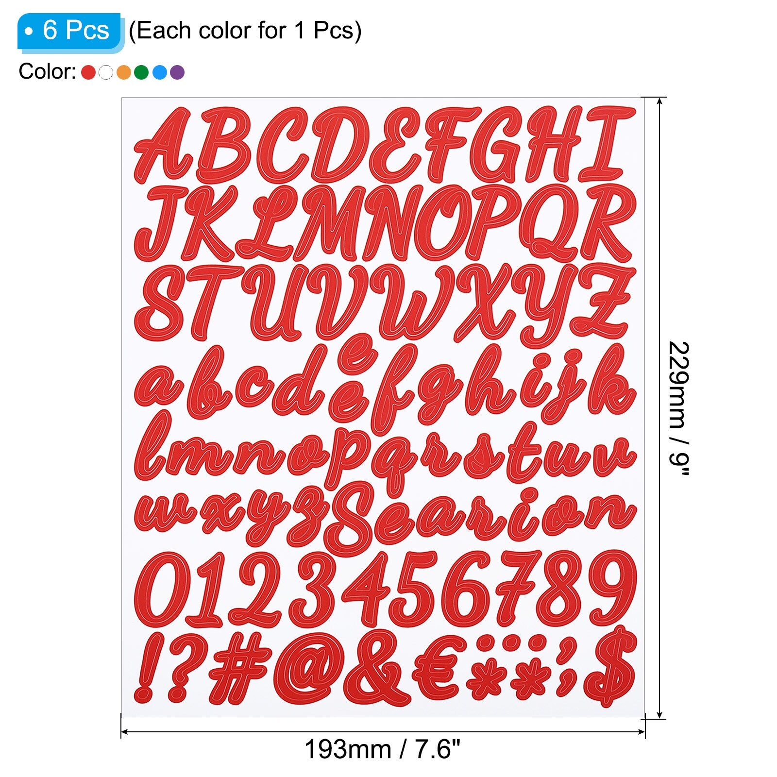 6PCS Small Letter Stickers Waterproof Letter Nail Art Sticker