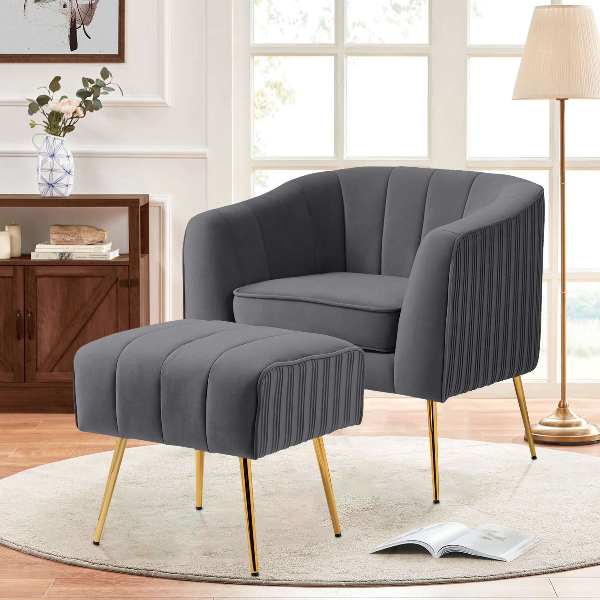 Velvet Look Shell Shaped Chair with Gold Tone Legs Bed Bath Beyond 36503538
