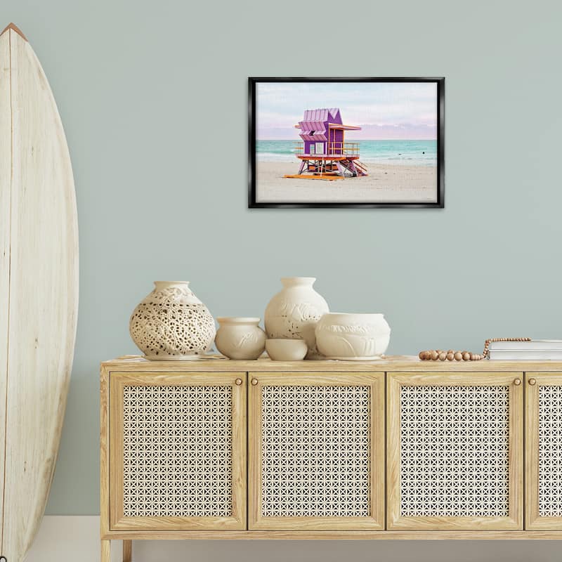 Stupell Purple Lifeguard Building Framed Floater Canvas Wall Art Design By Seven Trees Design