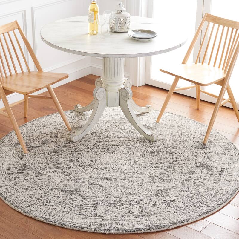 SAFAVIEH Handmade Abstract Torild Medallion Wool Rug - 6' Round - Ivory/Charcoal