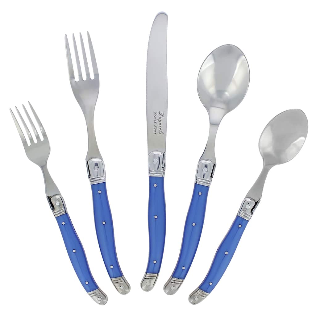 French Home Laguiole 20-Piece French Blue Flatware Set