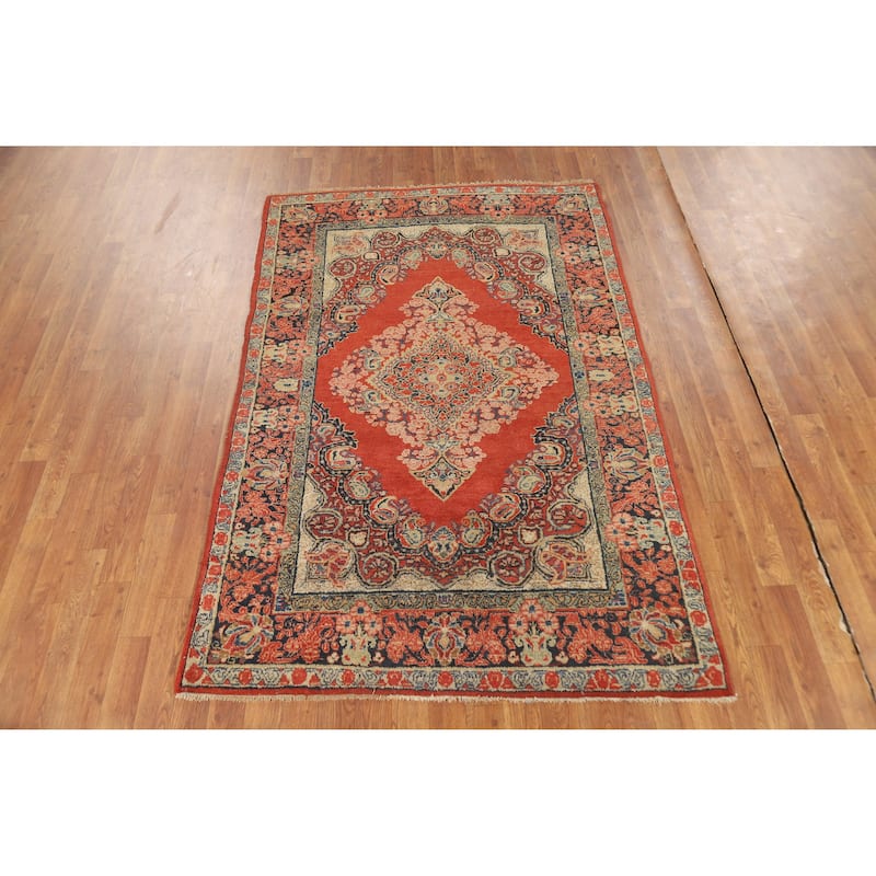 Sarouk Persian Rug Handmade Wool Carpet - 4'2" x 6'6"