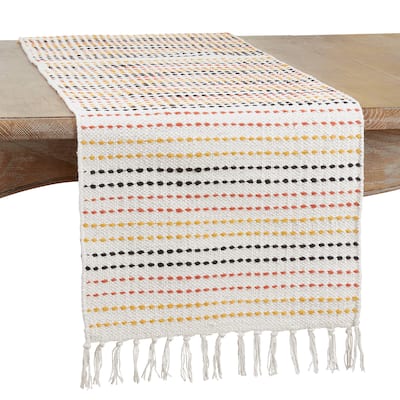 Table Runner With Woven Stripe Design - 16"x72"