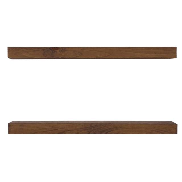 Rustic Wooden Floating Wall Shelves (Set of 2) - 24" x 5.5" - Dark Walnut
