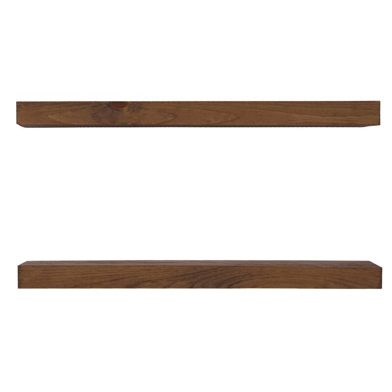Rustic Wooden Floating Wall Shelves (Set of 2) - 36" x 5.5" - Dark Walnut