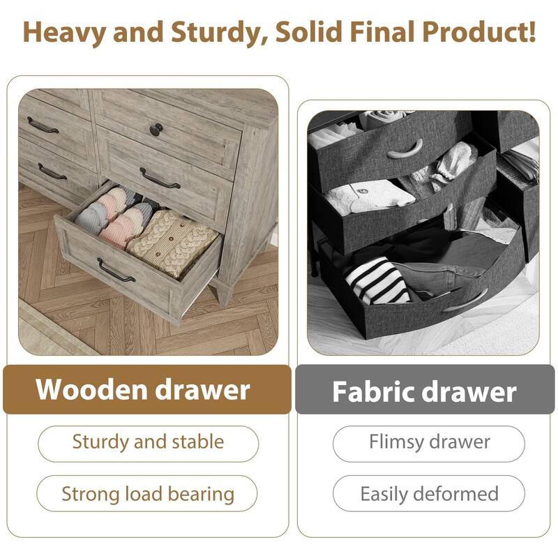 47" Wide Drawer Dresser, with Storage Freestanding