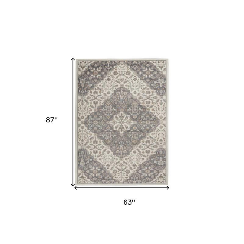 Floral Traditional Non Skid Low Pile Area Rug - 87' X '63' X '0.25