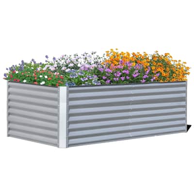 Modern Garden Bed Large Metal Planter with Open Ended Base Support Rods, for Gardening Vegetables Fruits Flowers - 8' x 10'