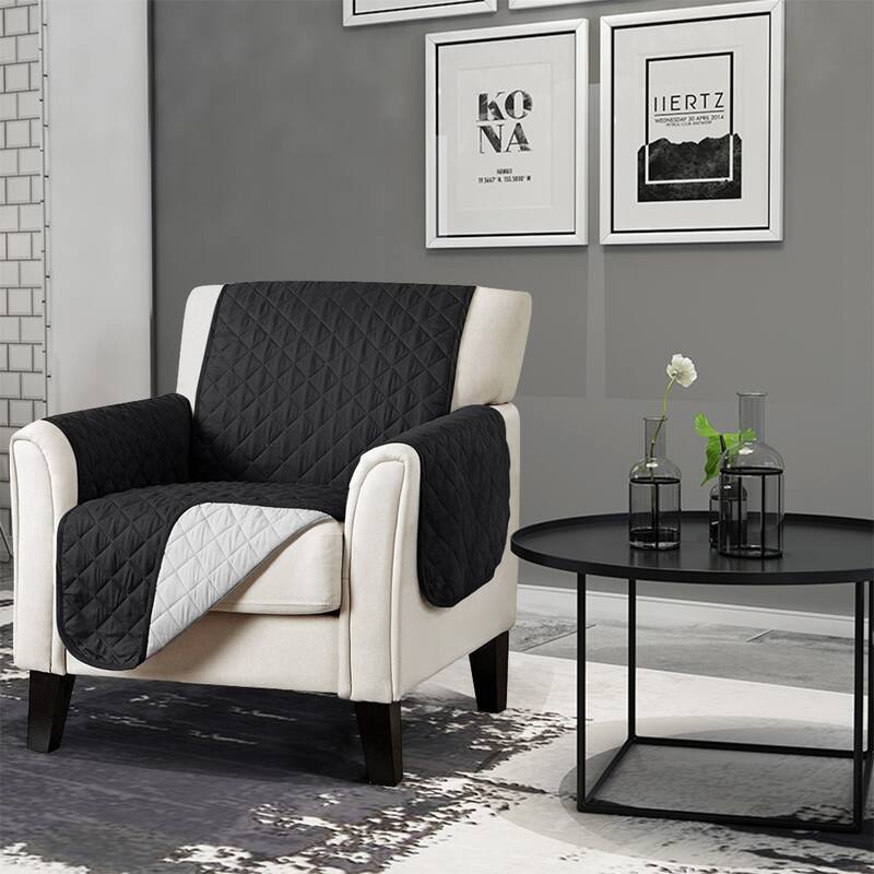 Quilted Microfiber Sofa Slipcover Furniture Protector Mat with Straps