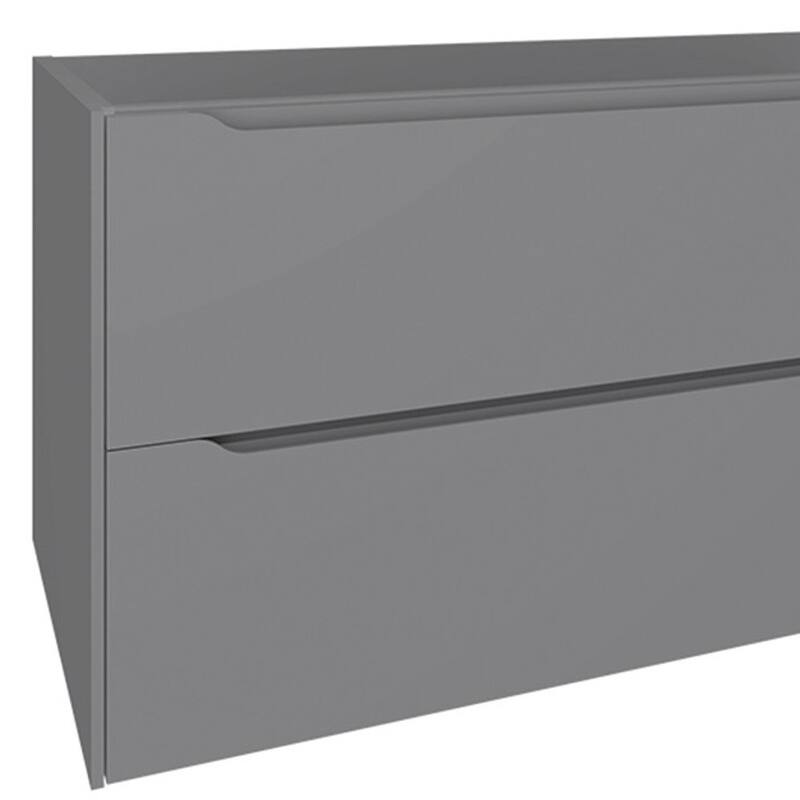 HomeRoots 40" Gray Wood Floating Bathroom Vanity With White Sink And Two Drawers - 40.00 in. x 18.00 in. x 19.00 in.