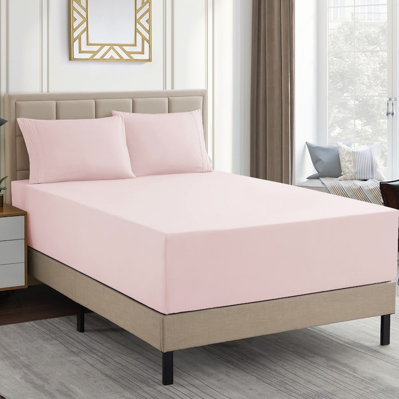 Sweet Home Collection Extra Deep 21 Inch Pocket Sheet Set - Pale Pink - King