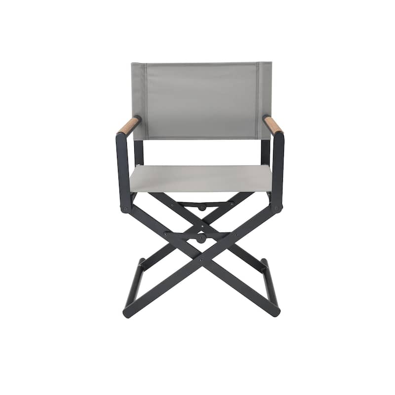 Folding 2-Pack Directors Chairs, Sling and Woodgrain Armrests, Black