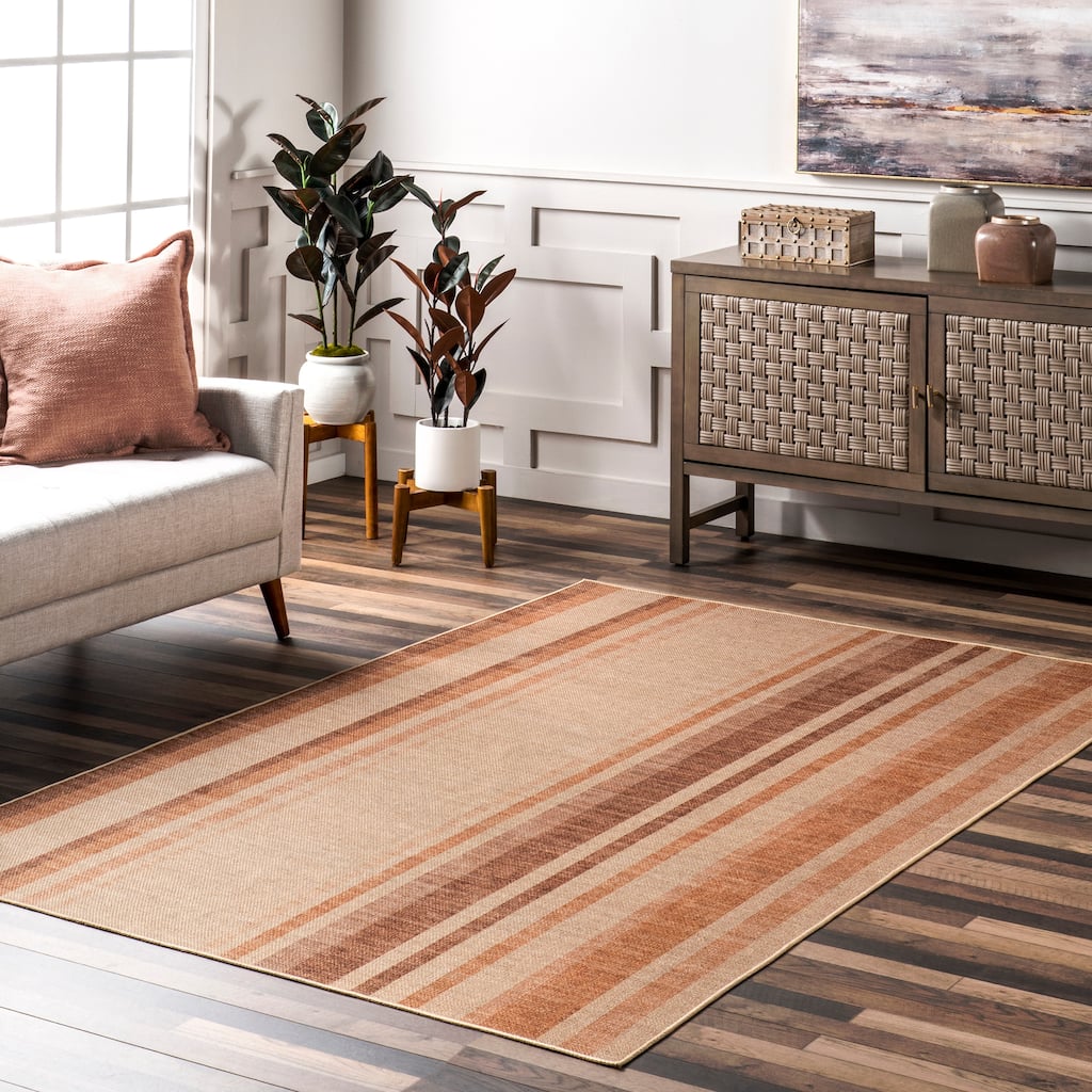Nuloom Elza SuperiorWash Striped Easy-Jute Machine Washable Area Rug