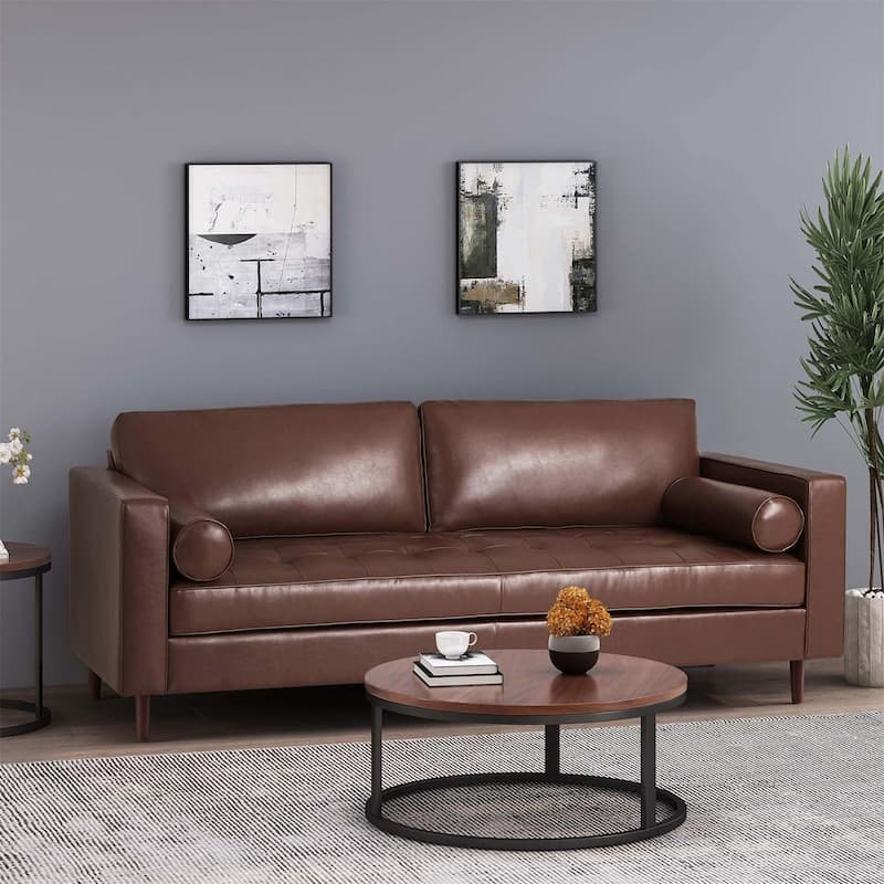 Comfy 3-seat Sofa with Wooden Legs