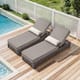 Option 2-Piece Brown Wicker Gray Cushion