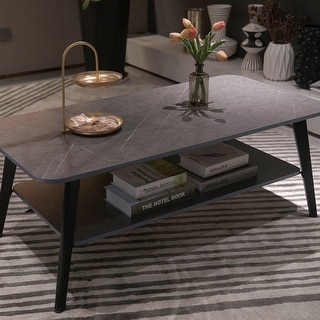 Vintage 2-Tier Wood Coffee Table with Storage Shelf - Bed Bath & Beyond ...