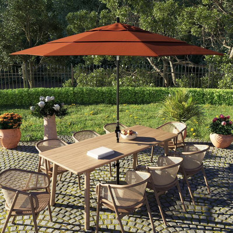 California Umbrella 11' Rd. Alum/Fiberglass Rib Market Umb,Crank Lift/Collar Tilt, Dbl Wind Vent, Black Finish, Olefin Fabric