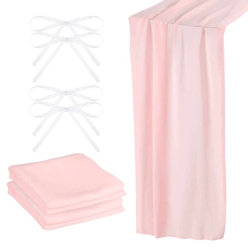 2Pcs 10Ft Chiffon Table Runner 28 x 120 Inch Rustic Gauze Tablecloth - 28 x 120 Inch