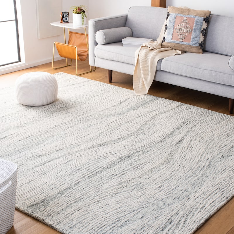 SAFAVIEH Handmade Metro Annarosa Modern Abstract Wool Rug - 10' x 14' - Dark Grey/Ivory - Rectangle